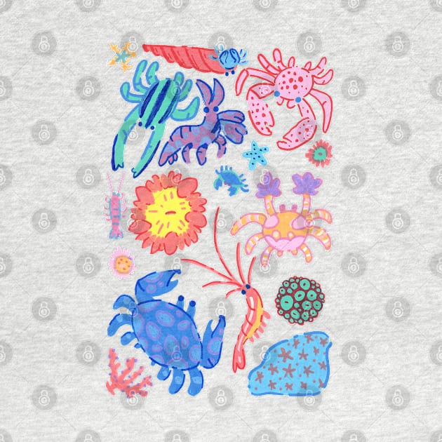 Pastel Corals, Crabs, and Shrimps by narwhalwall